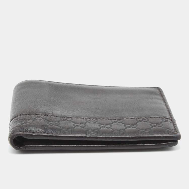 مملوكة مسبقًا Gucci Dark Brown Guccissima Leather Bifold Compact Wallet