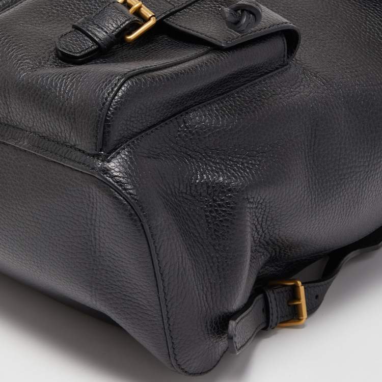 Pre Owned Gucci Black Leather GG Marmont Backpack