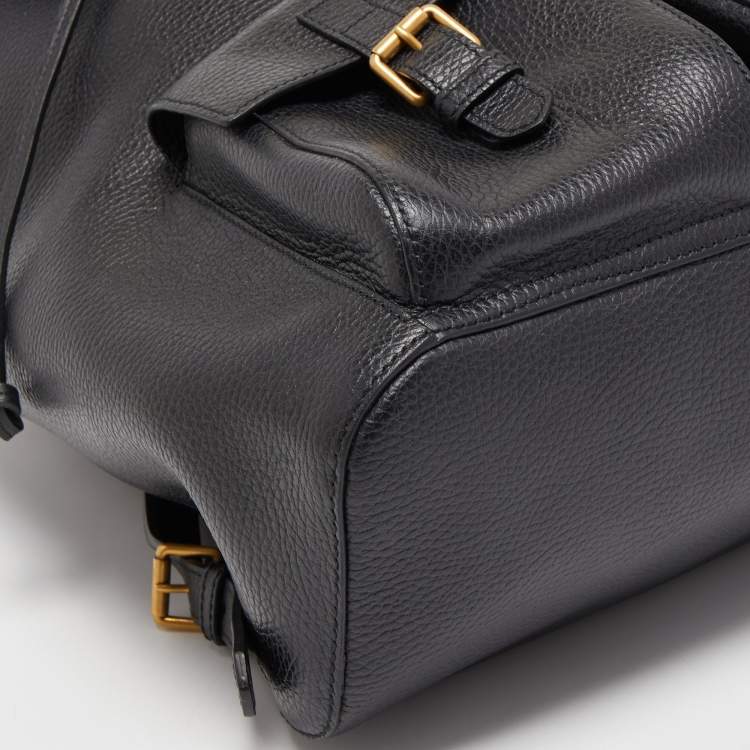 Pre Owned Gucci Black Leather GG Marmont Backpack