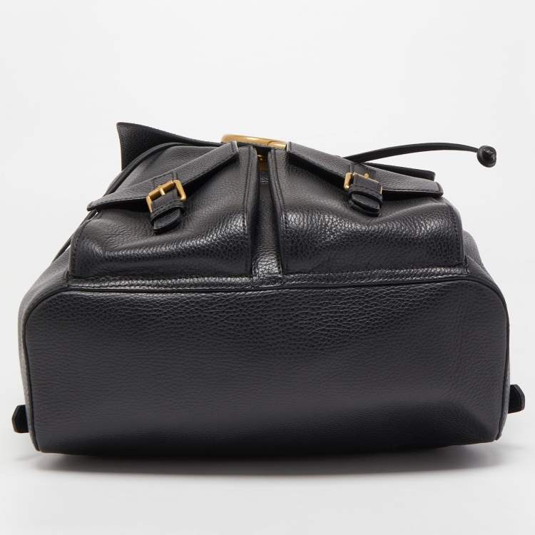 Pre Owned Gucci Black Leather GG Marmont Backpack