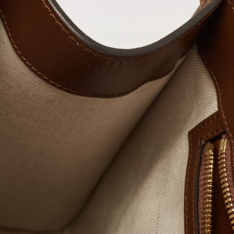 Pre Owned Gucci Brown/Beige GG Supreme Canvas and Leather Small GG Tote