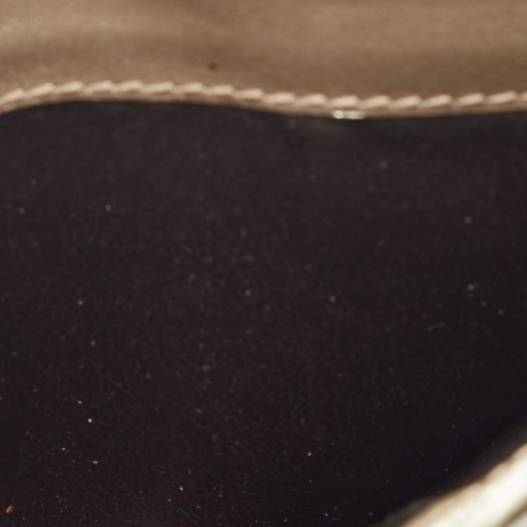 Pre Owned Gucci Silver GG Imprime Canvas and Leather GG Charm Trifold Wallet