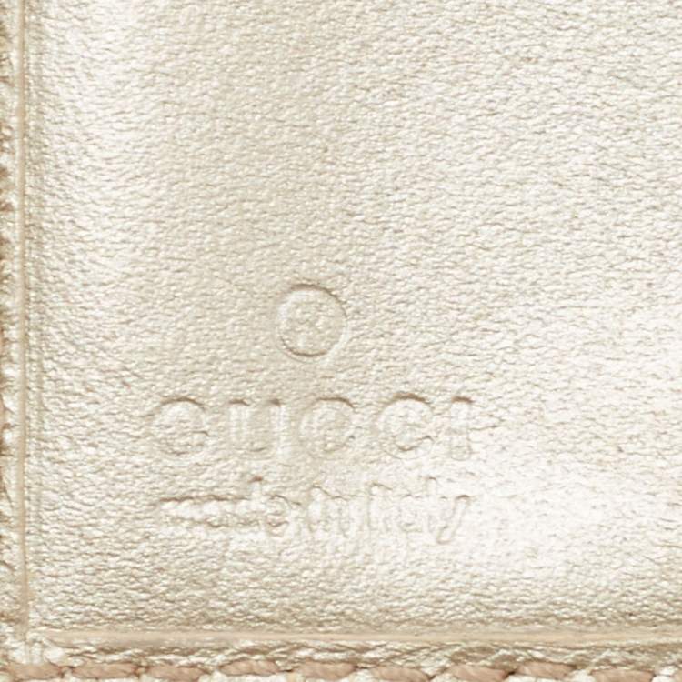 Pre Owned Gucci Silver GG Imprime Canvas and Leather GG Charm Trifold Wallet