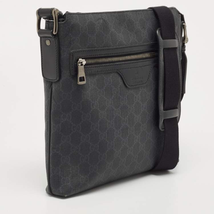 Pre Owned Gucci Dark Grey GG Supreme Canvas Messenger Bag