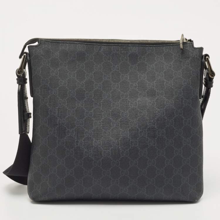 Pre Owned Gucci Dark Grey GG Supreme Canvas Messenger Bag