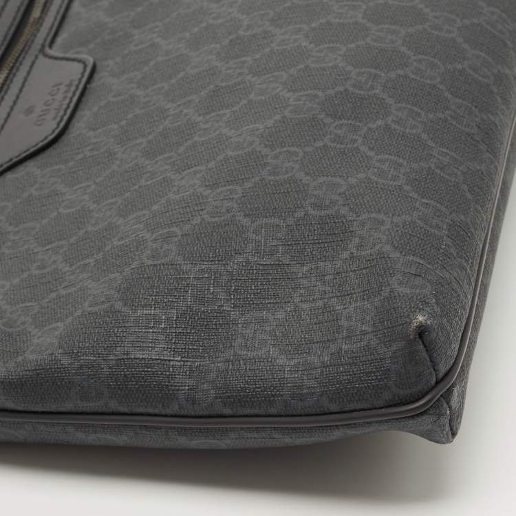 Pre Owned Gucci Dark Grey GG Supreme Canvas Messenger Bag