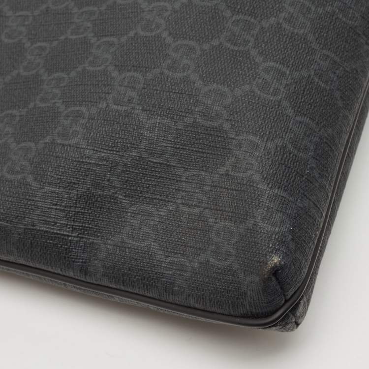 Pre Owned Gucci Dark Grey GG Supreme Canvas Messenger Bag