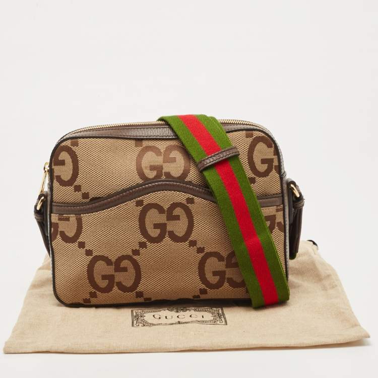 مملوكة مسبقًا Gucci Ebony/Light Brown Jumbo GG Canvas Messenger Bag