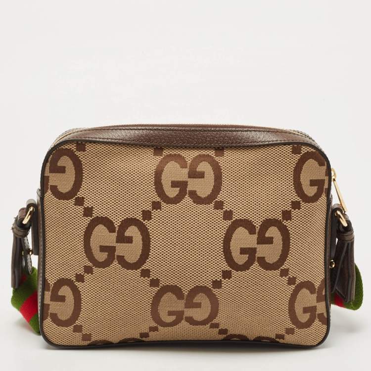 مملوكة مسبقًا Gucci Ebony/Light Brown Jumbo GG Canvas Messenger Bag