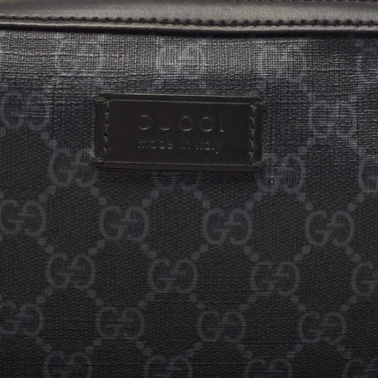 Pre Owned Gucci Black/Grey GG Supreme Canvas Wristlet Pouch