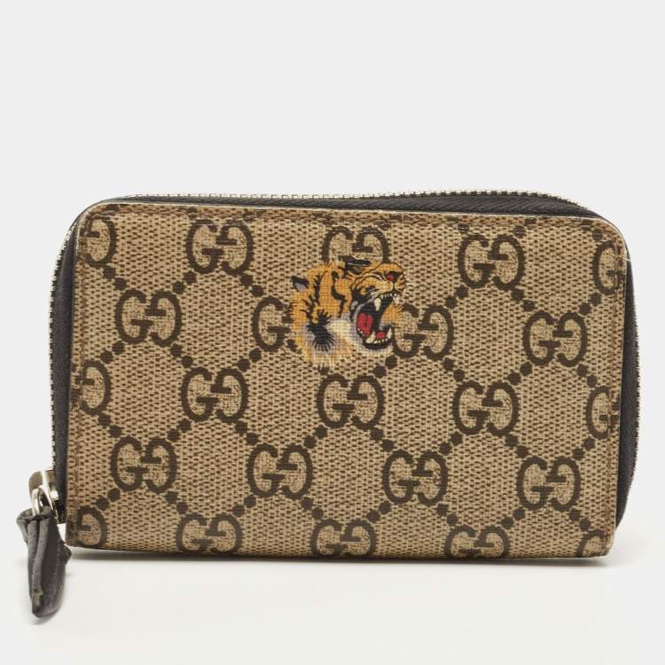 Gucci GG Card Case With Tiger Print in Black for Men