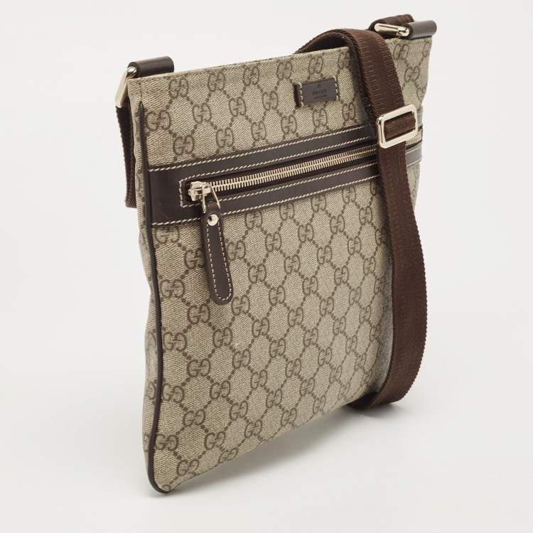 مملوكة مسبقًا Gucci Beige/Brown GG Supreme Canvas and Leather Messenger Bag