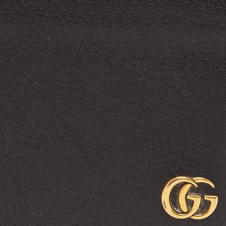 Pre Owned Gucci Black Leather GG Marmont Bifold Wallet