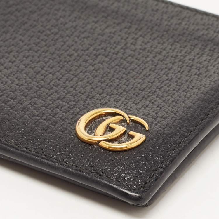 Pre Owned Gucci Black Leather GG Marmont Bifold Wallet