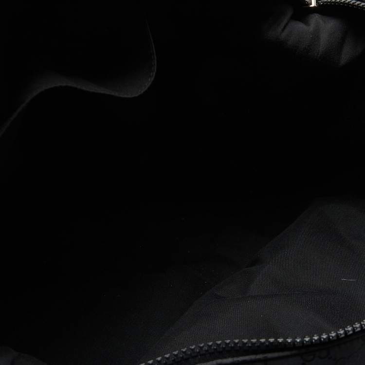 Pre Owned Gucci Black GG Nylon and Leather Web Weekender Bag