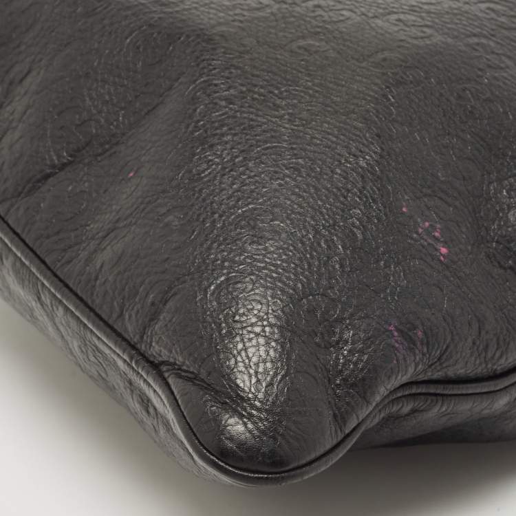 Pre Owned Gucci Black Guccissima Leather Slim Messenger Bag