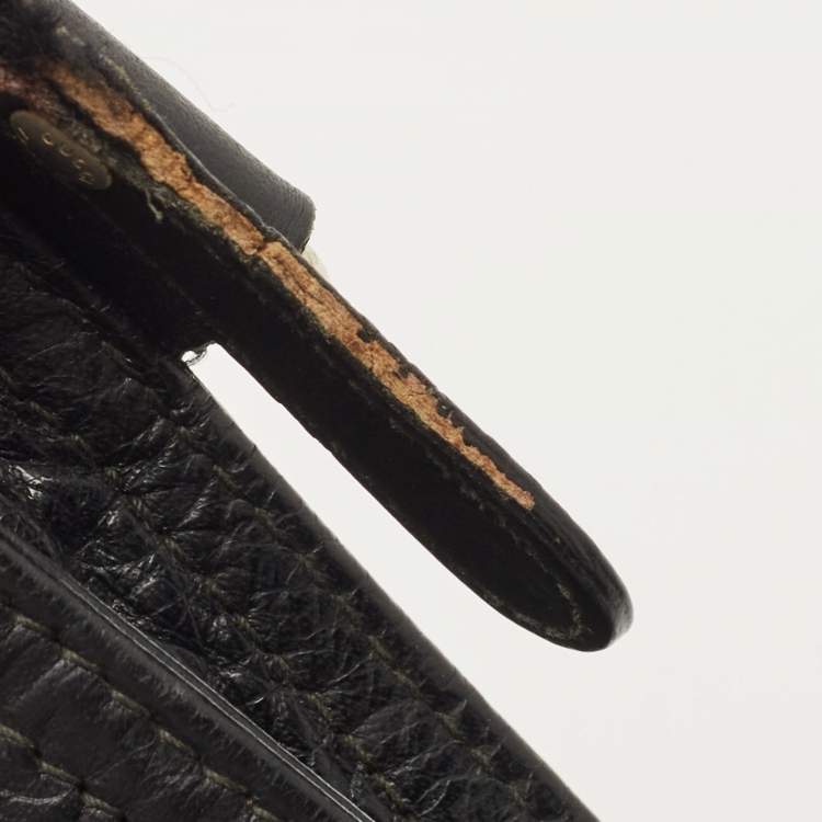 Pre Owned Gucci Black Guccissima Leather Slim Messenger Bag