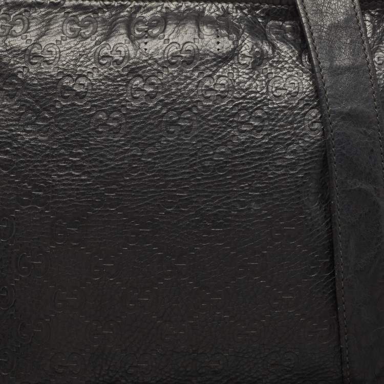 Pre Owned Gucci Black Guccissima Leather Slim Messenger Bag
