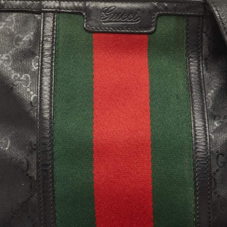 مملوكة مسبقًا Gucci Black GG Imprime Canvas Web Flat Messenger Bag