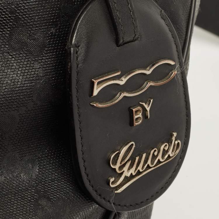 مملوكة مسبقًا Gucci Black GG Imprime Canvas Web Flat Messenger Bag