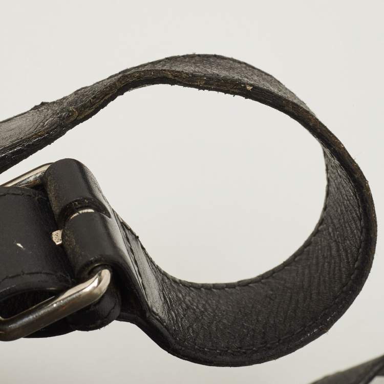 مملوكة مسبقًا Gucci Black GG Imprime Canvas Web Flat Messenger Bag