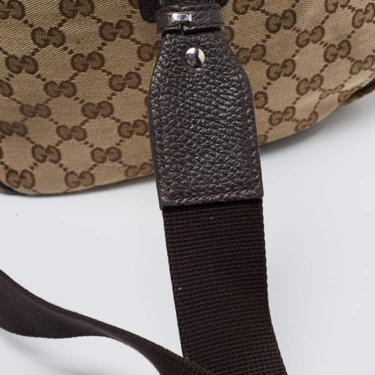 Pre Owned Gucci Brown/Beige GG Canvas and Leather Duffel Weekender Bag