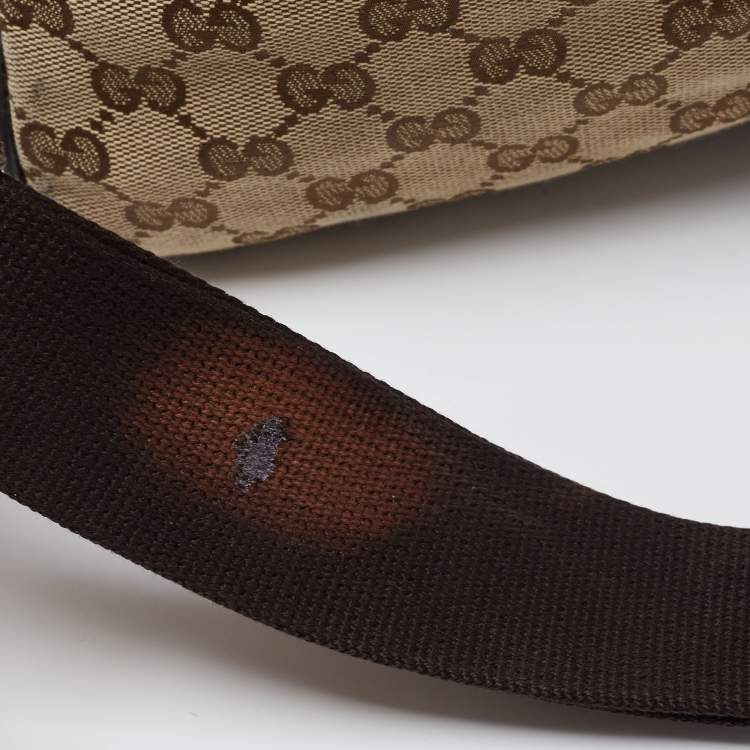 Pre Owned Gucci Brown/Beige GG Canvas and Leather Duffel Weekender Bag