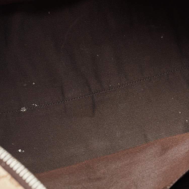 Pre Owned Gucci Brown/Beige GG Canvas and Leather Duffel Weekender Bag