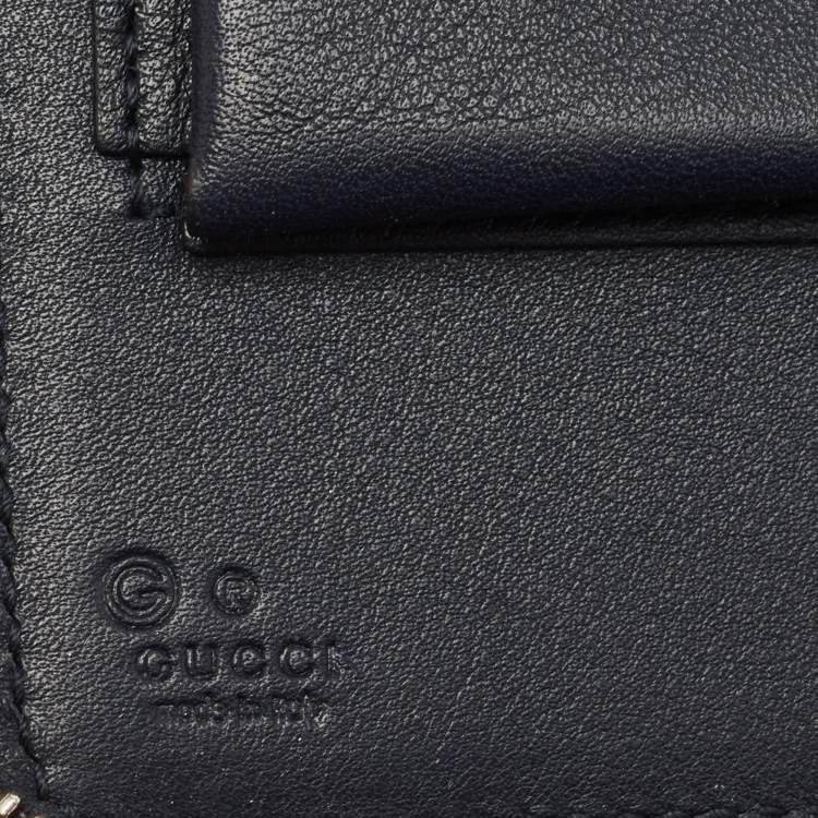 Pre Owned Gucci Navy Blue Guccissima Leather Double Zip Travel Document Pouch