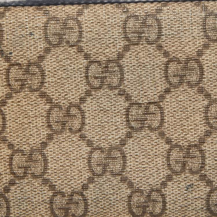 Pre Owned Gucci Beige/Black GG Supreme Canvas and Leather Bifold Wallet