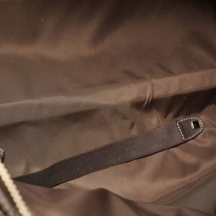 Pre Owned Gucci Dark Brown/Beige GG Supreme Canvas 2 Wheel Duffle Luggage Bag