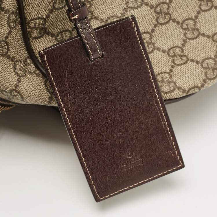Pre Owned Gucci Dark Brown/Beige GG Supreme Canvas 2 Wheel Duffle Luggage Bag