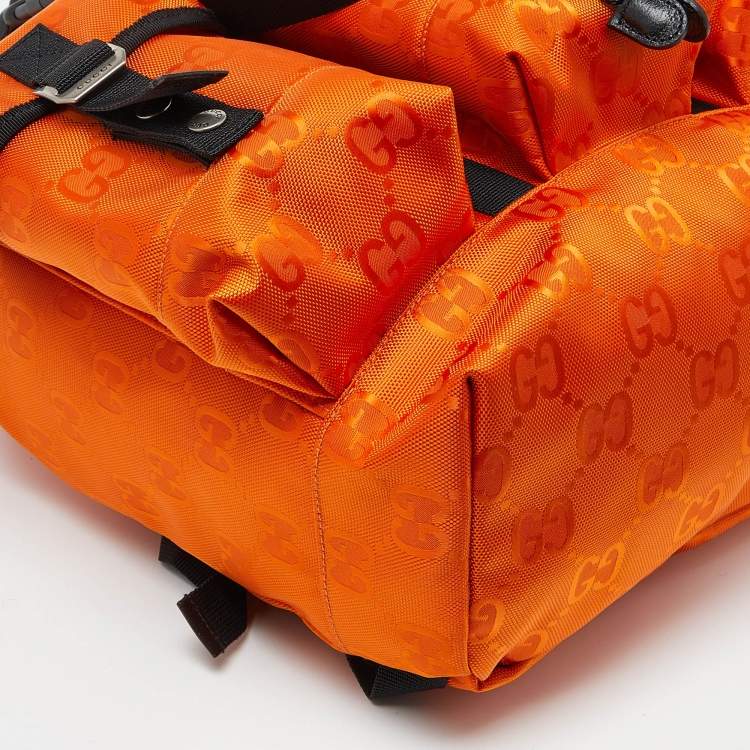 Pre Owned Gucci Orange GG Nylon Off The Grid Backpack