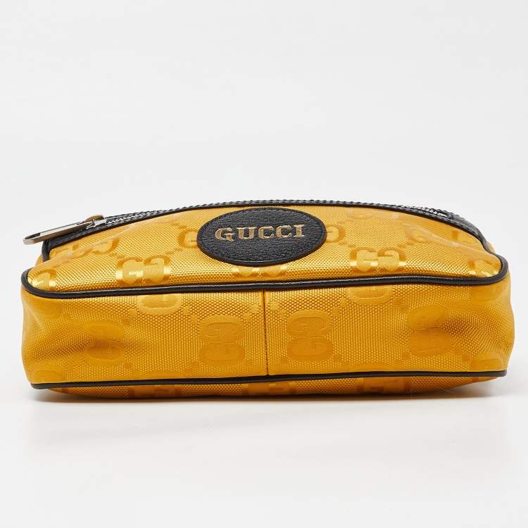 Pre Owned Gucci Yellow/Black GG Nylon and Leather Off the Grid Belt Bag