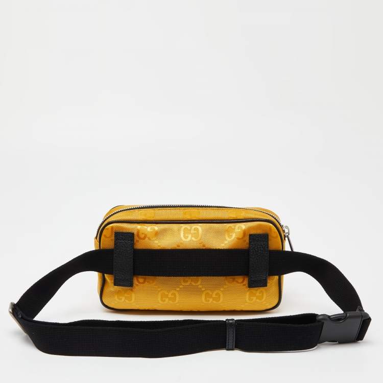 Pre Owned Gucci Yellow/Black GG Nylon and Leather Off the Grid Belt Bag