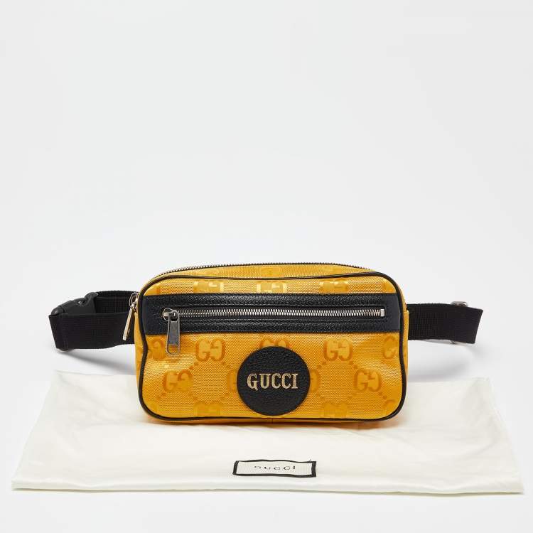 Pre Owned Gucci Yellow/Black GG Nylon and Leather Off the Grid Belt Bag