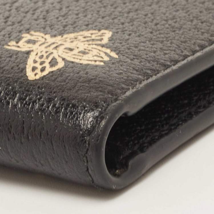 Pre Owned Gucci Black Leather Bee Star Bifold Wallet