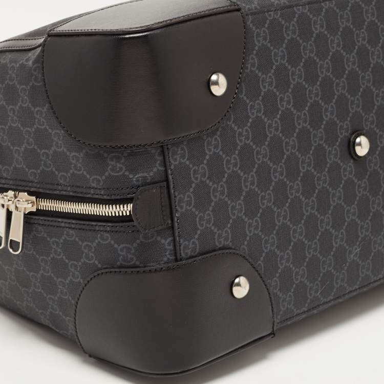 Pre Owned Gucci Black GG Supreme Canvas Interlocking G Duffle Bag