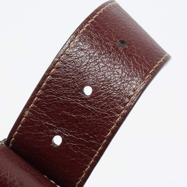 مملوكة مسبقًا Gucci Burgundy Leather Double Pocket Messenger Bag