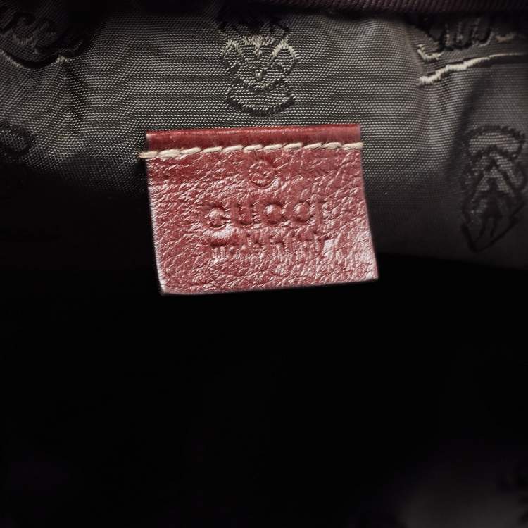مملوكة مسبقًا Gucci Burgundy Leather Double Pocket Messenger Bag