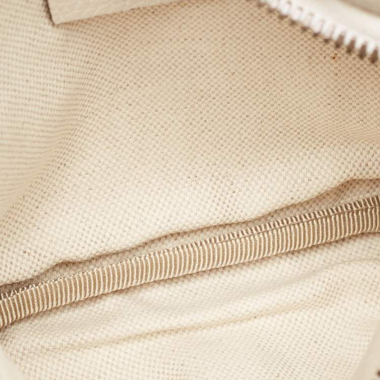 Pre Owned Gucci White Leather Logo Web Belt Bag