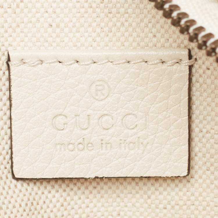 Pre Owned Gucci White Leather Logo Web Belt Bag