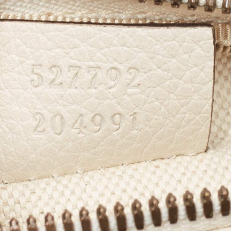 Pre Owned Gucci White Leather Logo Web Belt Bag