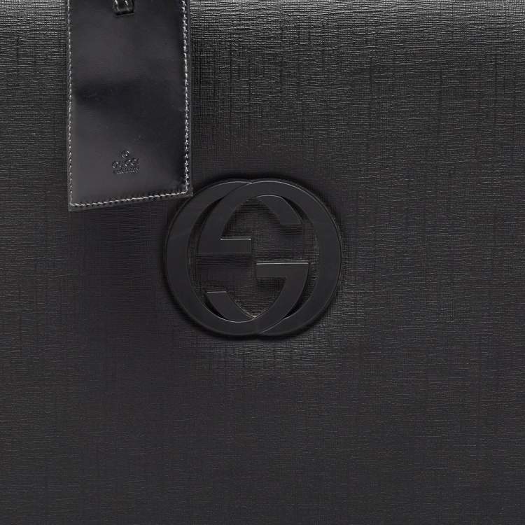 Pre Owned Gucci Black Coated Canvas Interlocking G Trolley Luggage