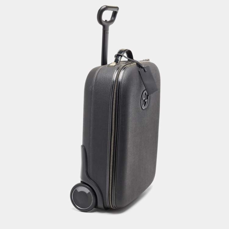 Pre Owned Gucci Black Coated Canvas Interlocking G Trolley Luggage