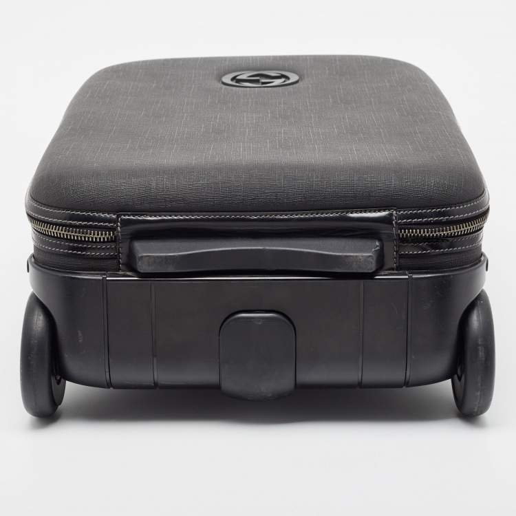 Pre Owned Gucci Black Coated Canvas Interlocking G Trolley Luggage