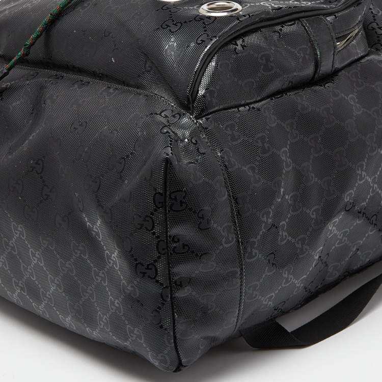 Pre Owned Gucci Black GG Imprime Canvas and Leather Backpack