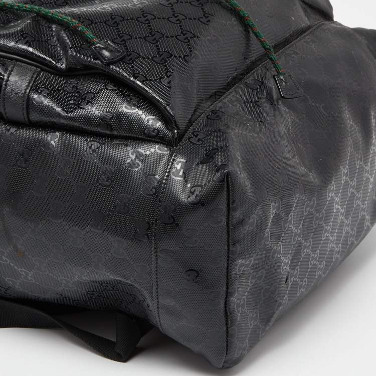 Pre Owned Gucci Black GG Imprime Canvas and Leather Backpack