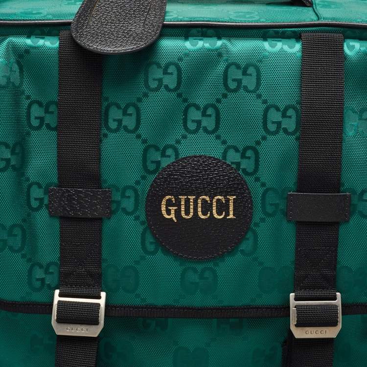 Pre Owned Gucci Green/Black GG Nylon and Leather Small Off The Grid Trolley