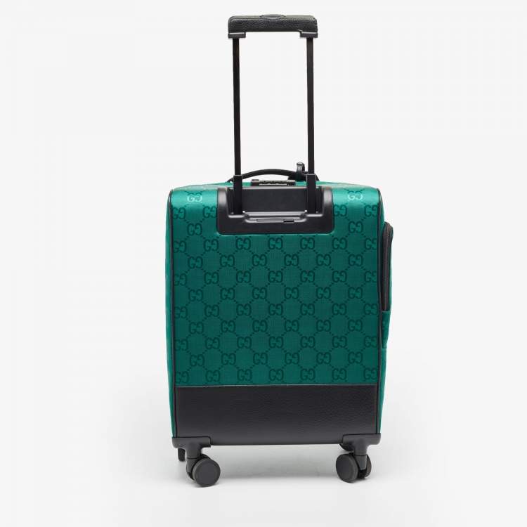 Pre Owned Gucci Green/Black GG Nylon and Leather Small Off The Grid Trolley